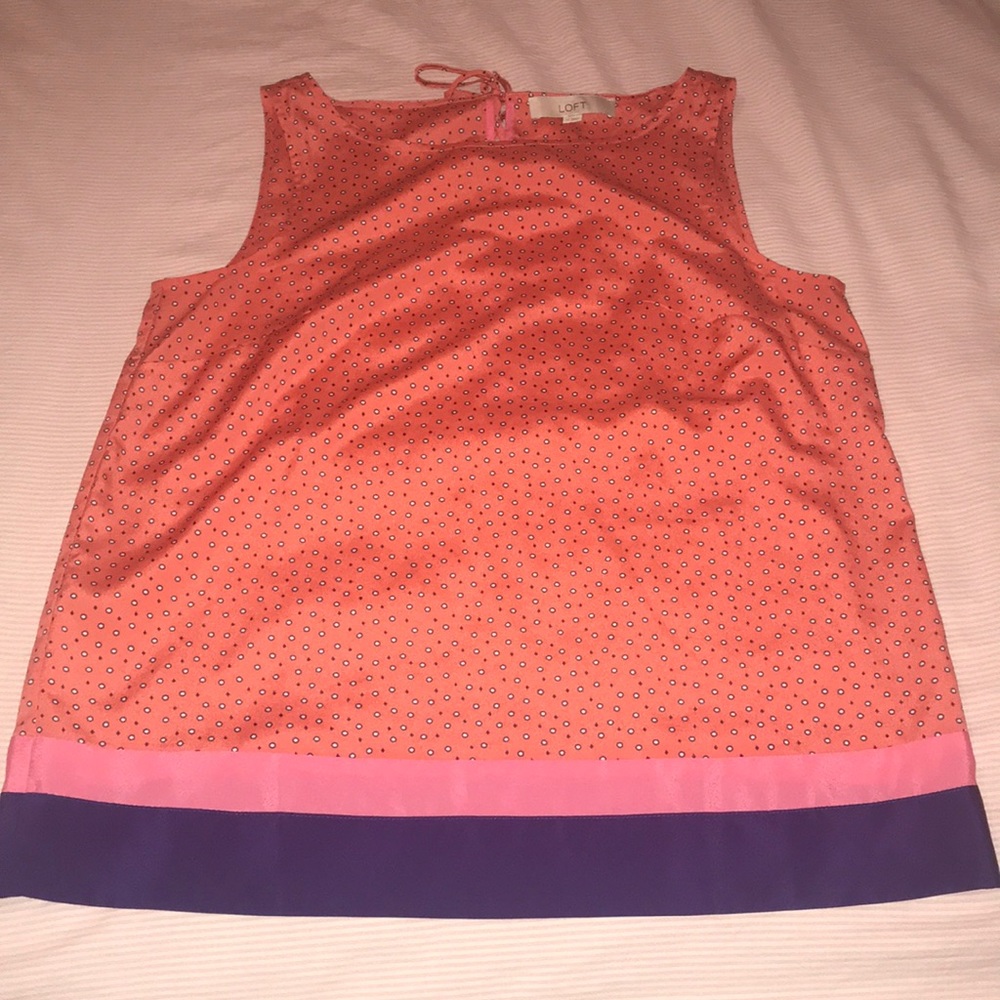 Ann Taylor LOFT Pink Patterned Shell Tank Top